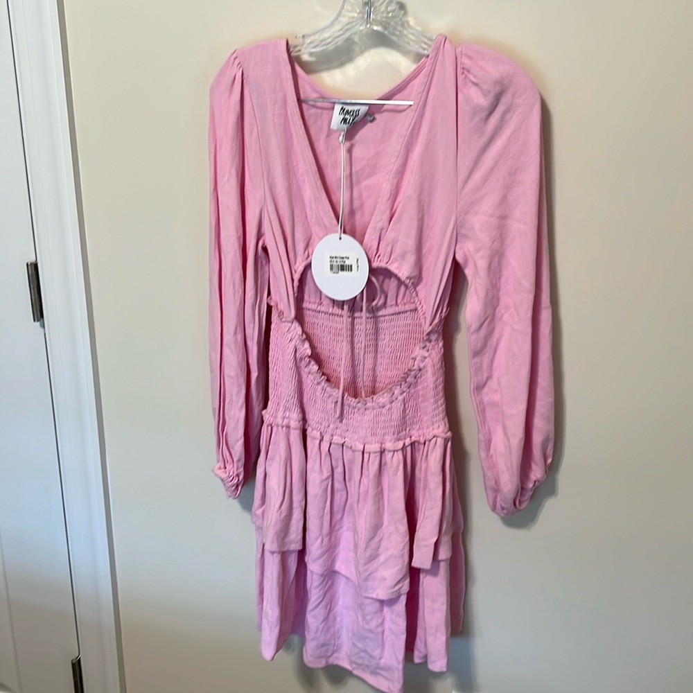 Princess Polly Women’s Noel Tiered Mini Dress / Size 6 / Pastel Pink / Brand NWT